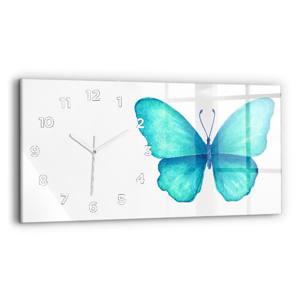 Horloge murale horizontale 'Papillon d''été turquoise'