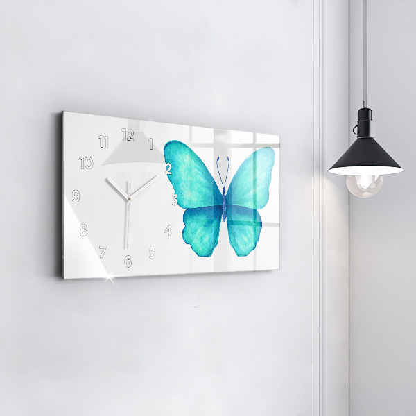 Horloge murale horizontale 'Papillon d''été turquoise'