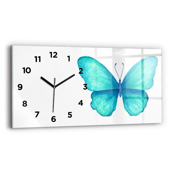 Horloge murale horizontale 'Papillon d''été turquoise'