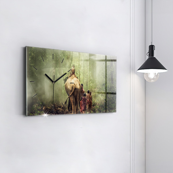 Horloge murale horizontale Enfants conduisant un éléphant