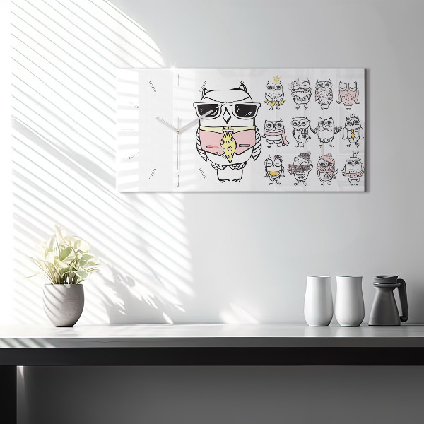 Horloge murale horizontale Affiche vintage de hibou