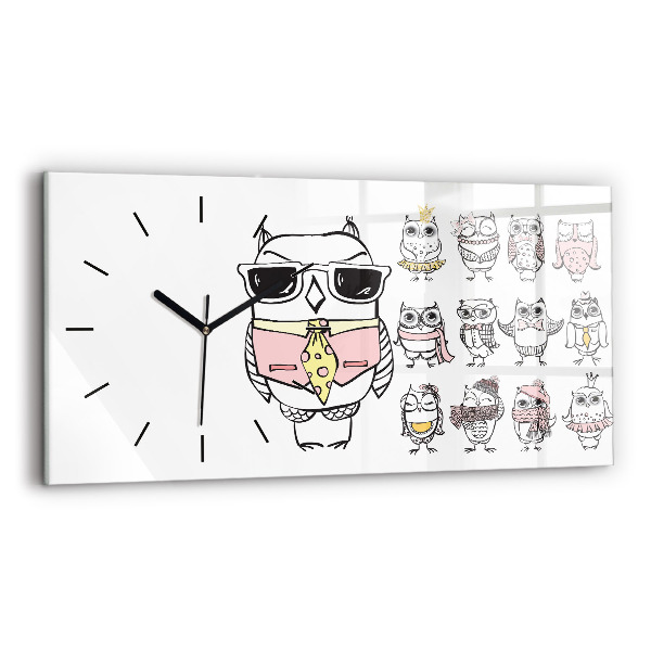 Horloge murale horizontale Affiche vintage de hibou