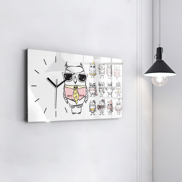 Horloge murale horizontale Affiche vintage de hibou