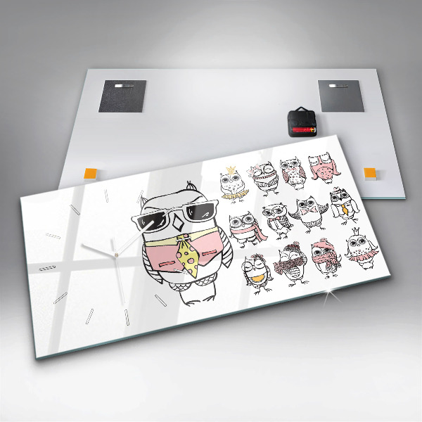 Horloge murale horizontale Affiche vintage de hibou