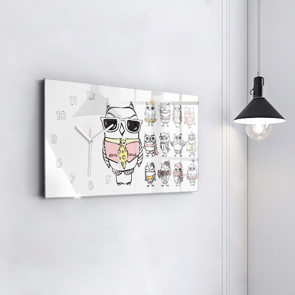 Horloge murale horizontale Affiche vintage de hibou
