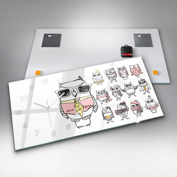 Horloge murale horizontale Affiche vintage de hibou