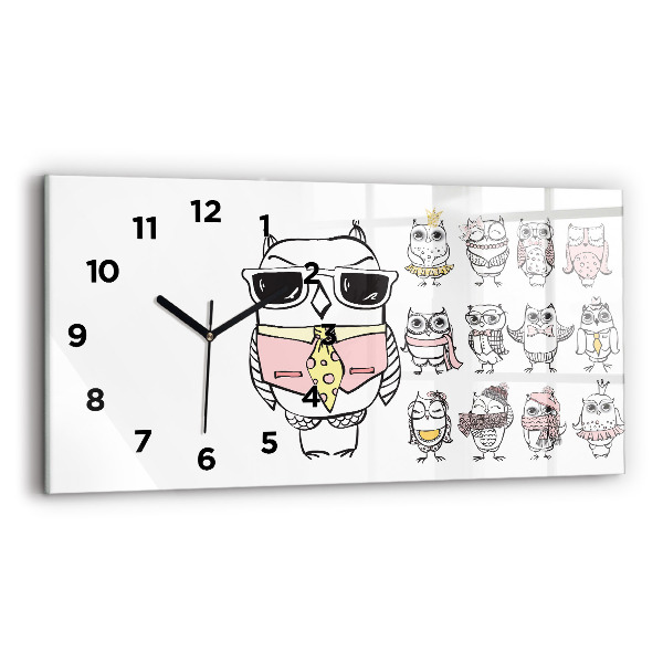 Horloge murale horizontale Affiche vintage de hibou