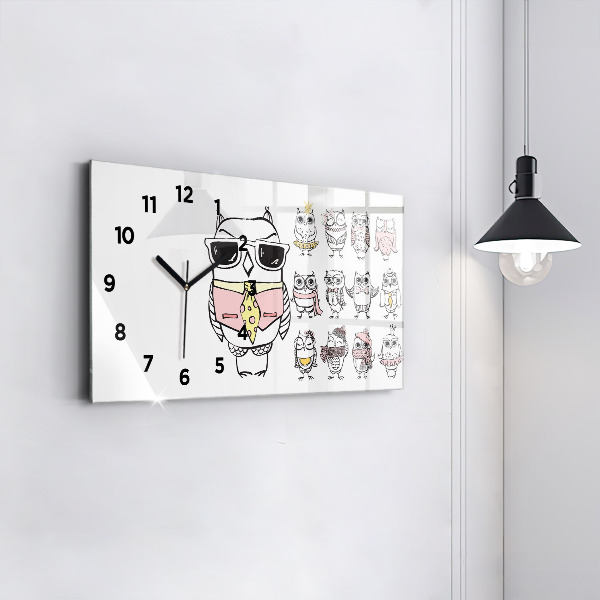 Horloge murale horizontale Affiche vintage de hibou