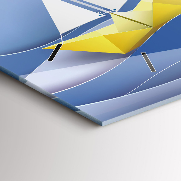 Horloge murale horizontale Voiliers colorés en origami