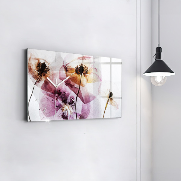 Horloge murale horizontale Fleurs de coquelicots séchées