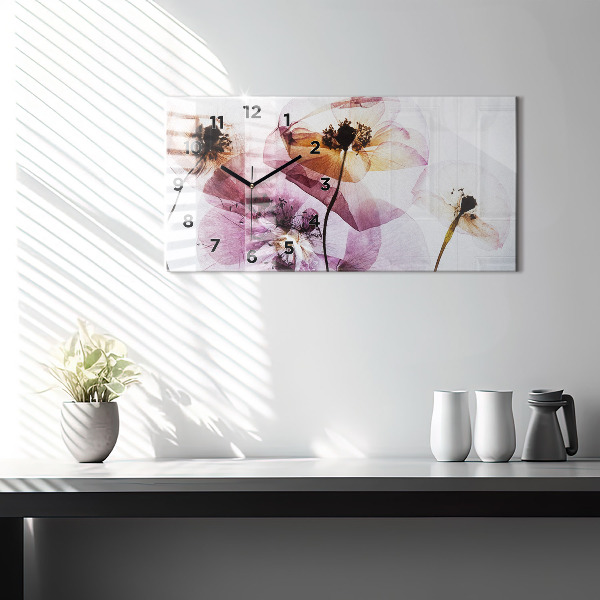 Horloge murale horizontale Fleurs de coquelicots séchées