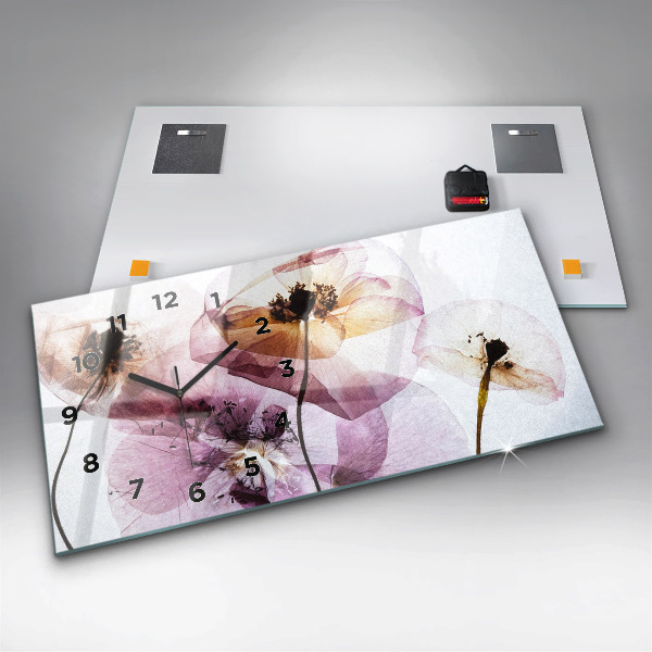 Horloge murale horizontale Fleurs de coquelicots séchées