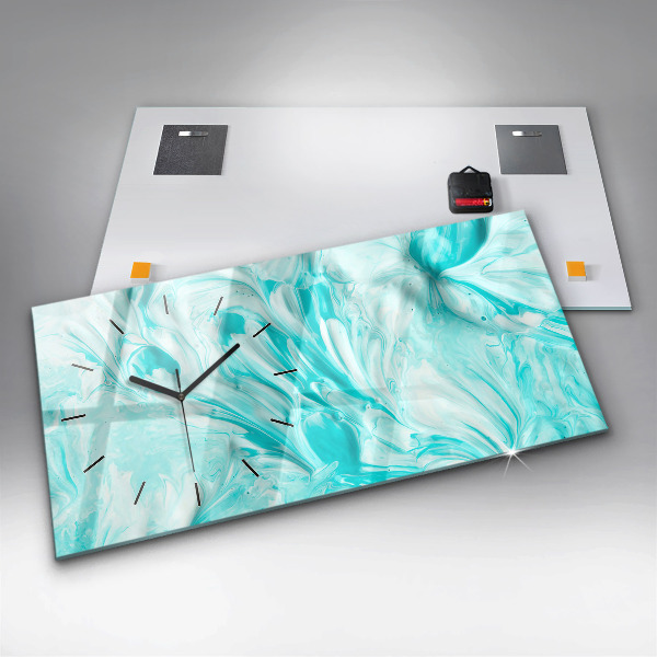 Horloge murale horizontale Abstraction bleue