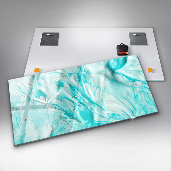 Horloge murale horizontale Abstraction bleue