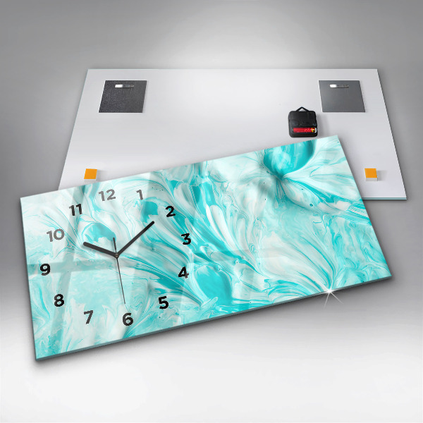 Horloge murale horizontale Abstraction bleue