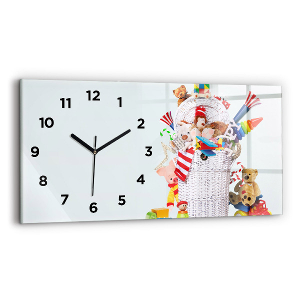 Horloge murale horizontale Panier en osier avec jouets