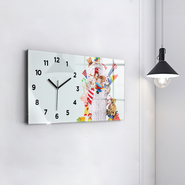 Horloge murale horizontale Panier en osier avec jouets