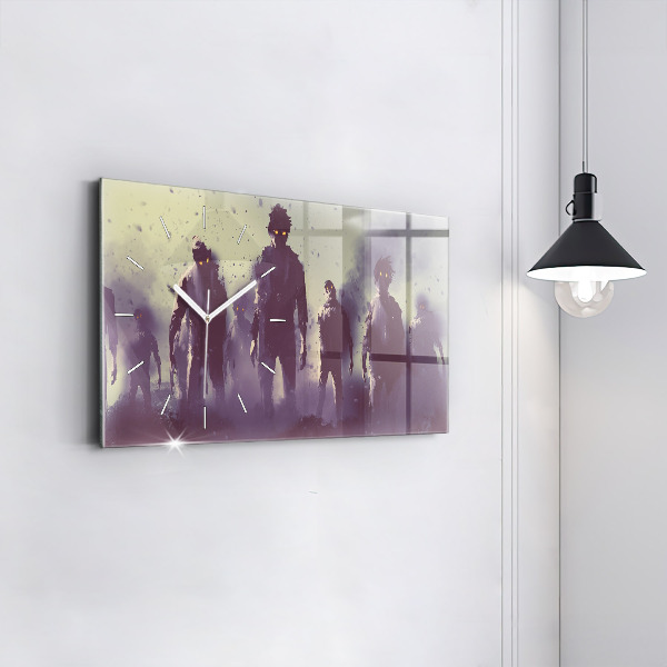 Horloge murale horizontale Zombies la nuit - Halloween