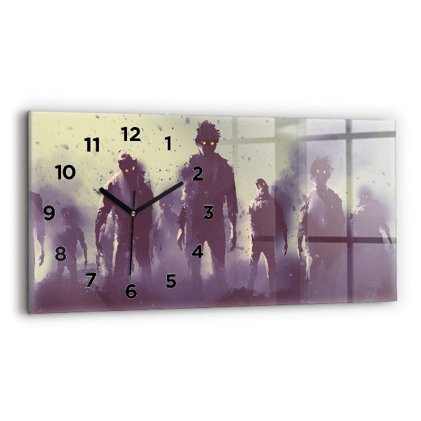 Horloge murale horizontale Zombies la nuit - Halloween