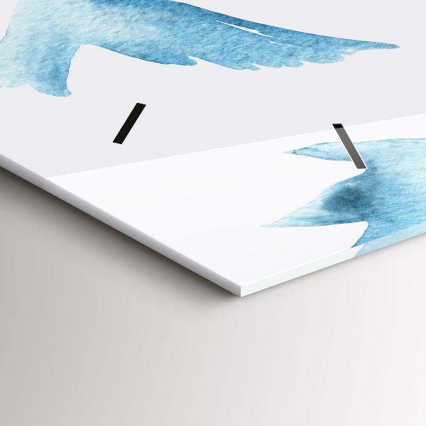 Horloge murale horizontale Oiseaux bleus volants