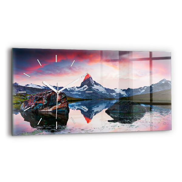 Horloge murale horizontale Lac Stellisee Cervin
