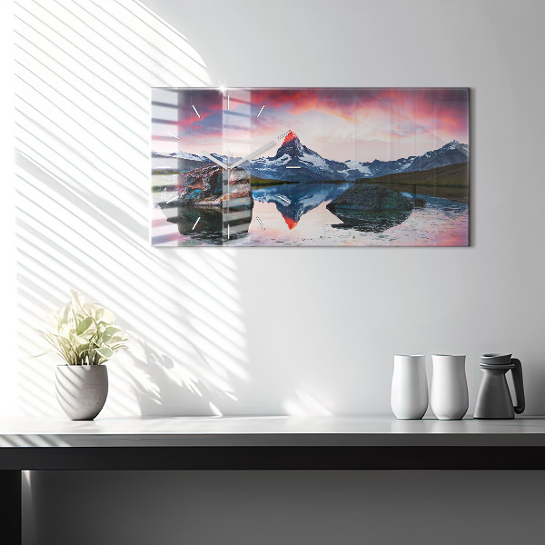 Horloge murale horizontale Lac Stellisee Cervin