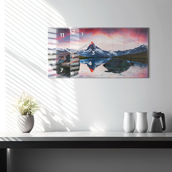Horloge murale horizontale Lac Stellisee Cervin
