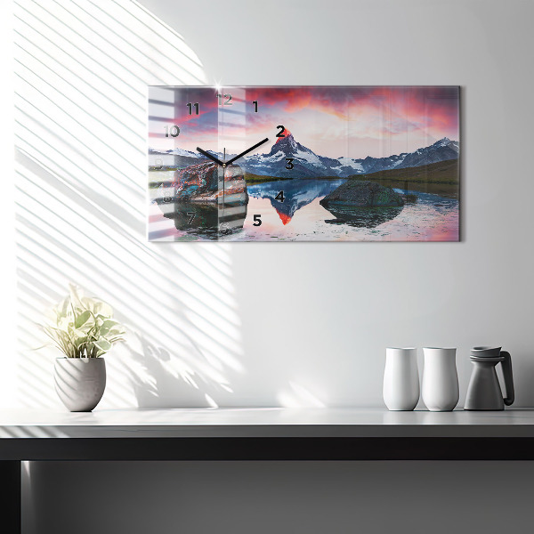Horloge murale horizontale Lac Stellisee Cervin