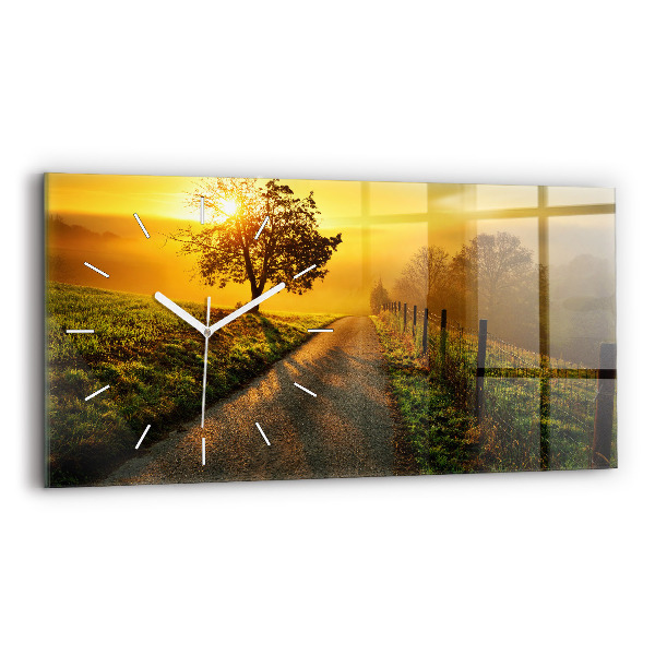 Horloge murale horizontale Brouillard au lever du soleil