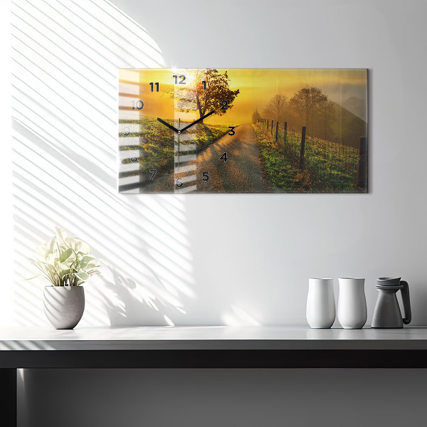 Horloge murale horizontale Brouillard au lever du soleil