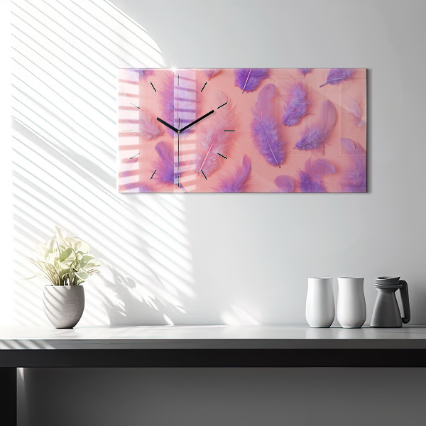 Horloge murale horizontale Plumes colorées