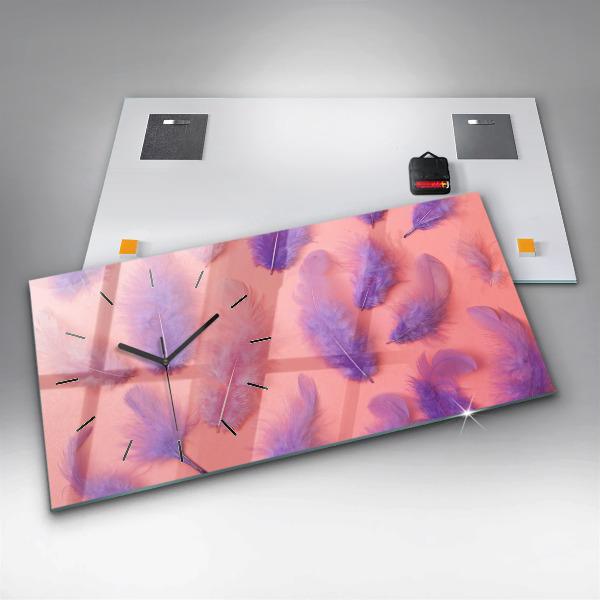 Horloge murale horizontale Plumes colorées