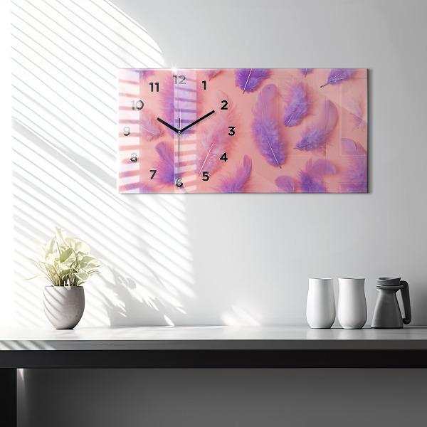 Horloge murale horizontale Plumes colorées