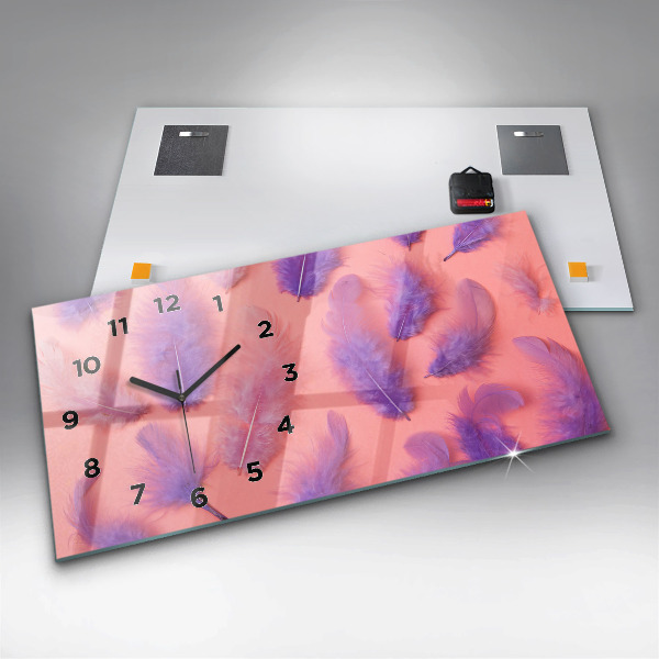 Horloge murale horizontale Plumes colorées