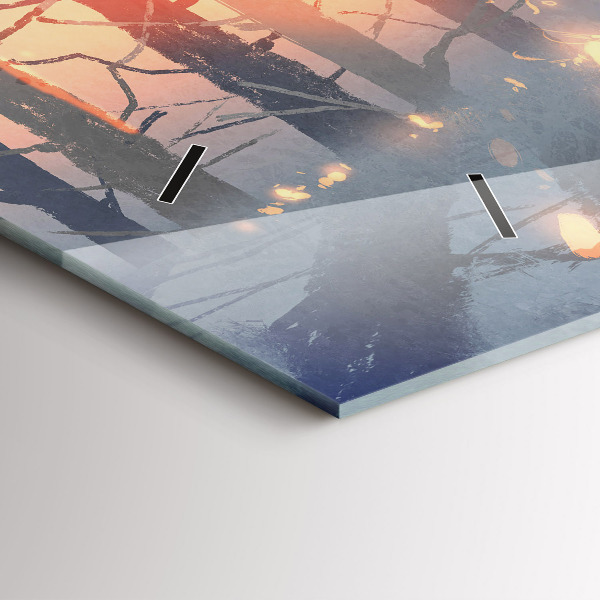 Horloge murale horizontale 'Paysage d''arbres d''hiver'