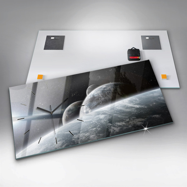 Horloge rectangulaire horizontale Planètes spatiales
