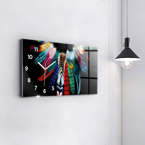 Horloge murale horizontale 'Plumes d''oiseaux colorées'