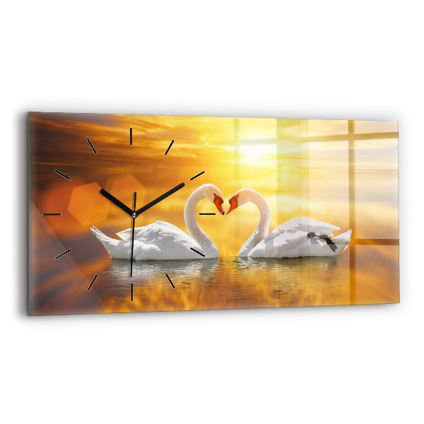 Horloge murale horizontale Cygnes amoureux
