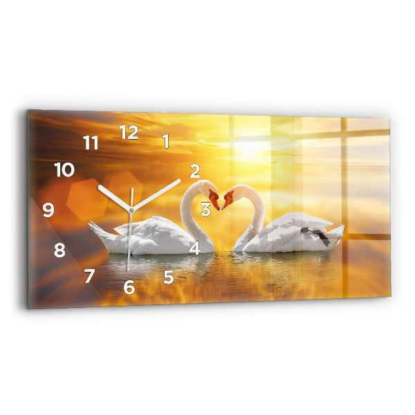 Horloge murale horizontale Cygnes amoureux