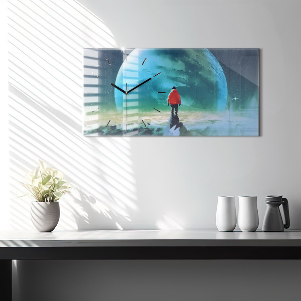 Horloge murale horizontale 'L''homme dans la lune'
