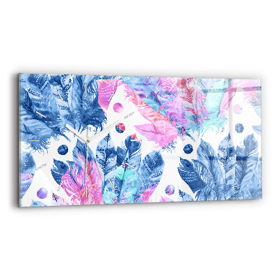 Horloge murale horizontale plumes colorées