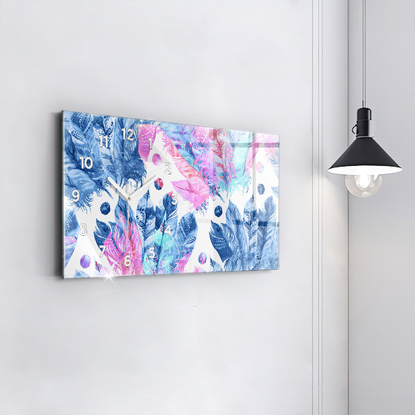Horloge murale horizontale plumes colorées
