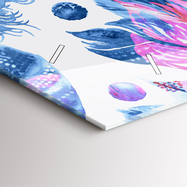 Horloge murale horizontale plumes colorées