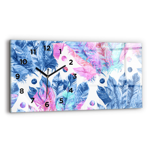 Horloge murale horizontale plumes colorées