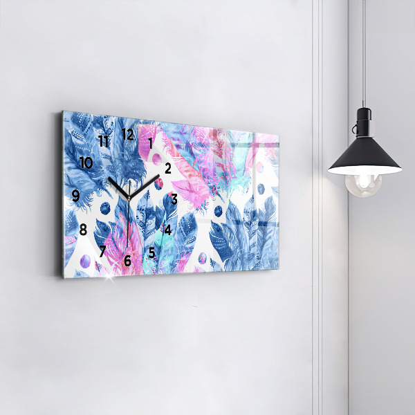 Horloge murale horizontale plumes colorées