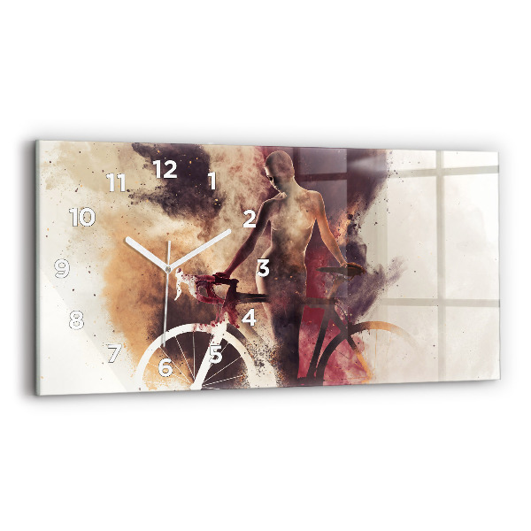 Horloge murale horizontale Femme et vélo