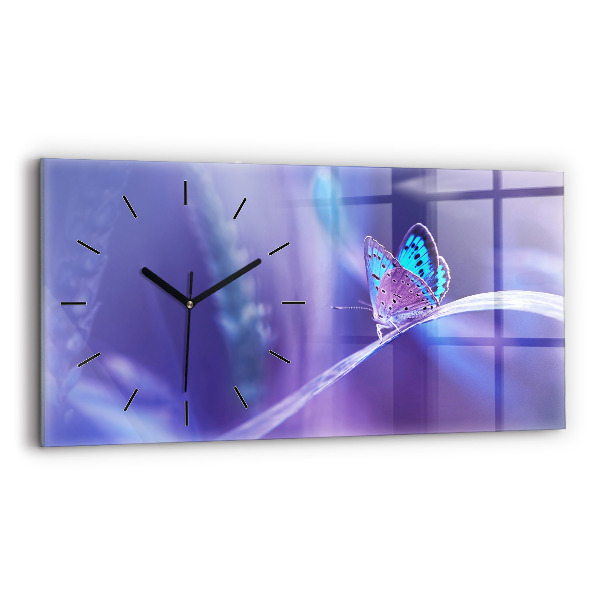 Horloge murale horizontale 'Papillon sur l''herbe'