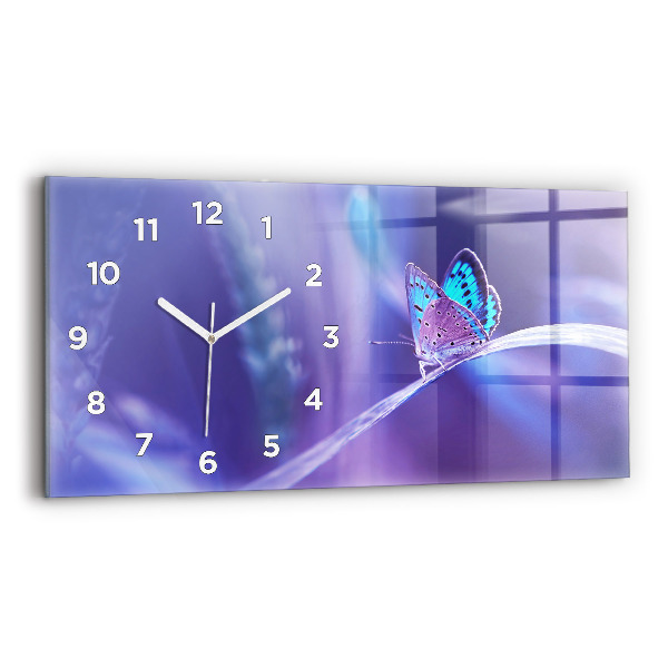Horloge murale horizontale 'Papillon sur l''herbe'