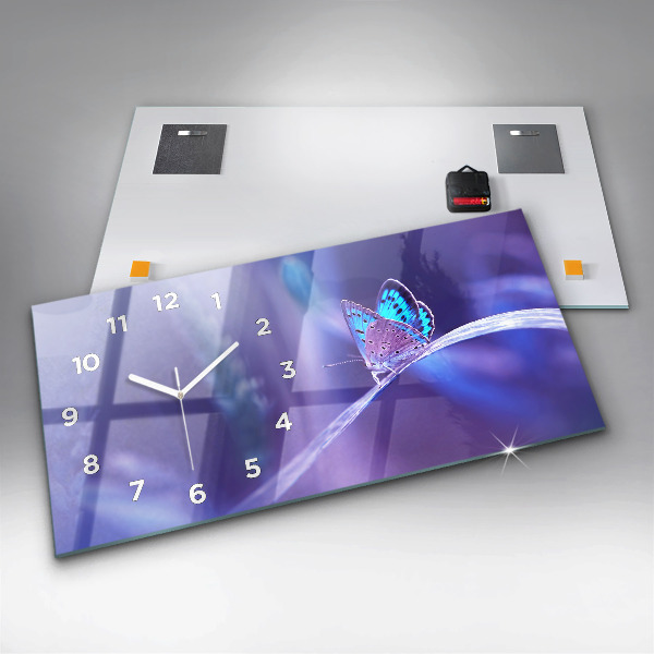Horloge murale horizontale 'Papillon sur l''herbe'