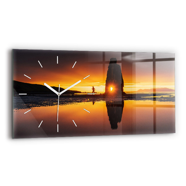 Horloge murale horizontale Coureur et coucher de soleil
